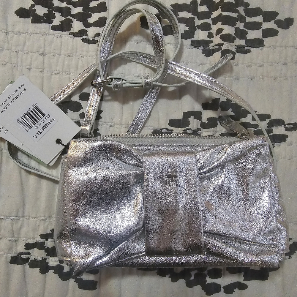 NWT Peter + Jain metallic silver mini crossbody